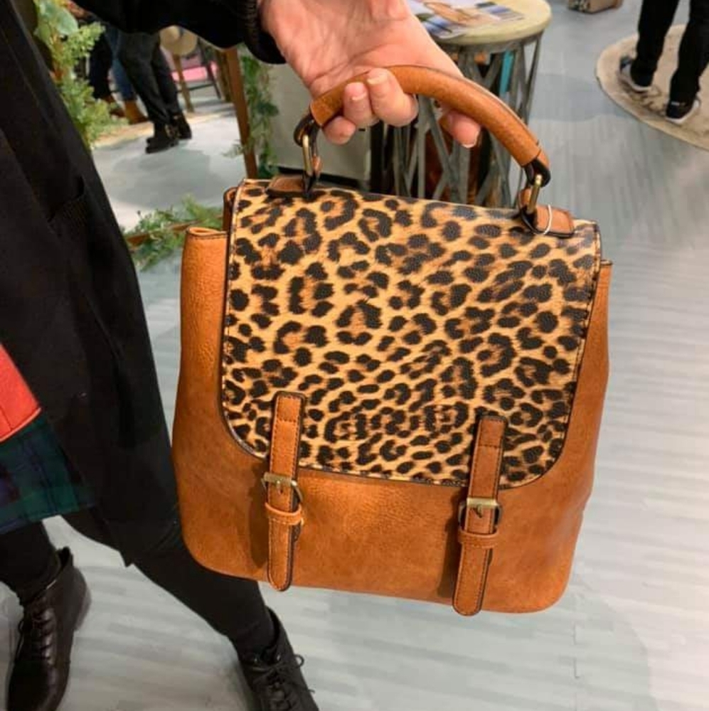Leopard print backpack